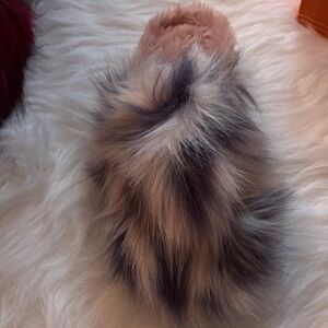 Faux Fur Slides/Slippers in Pink and Gray